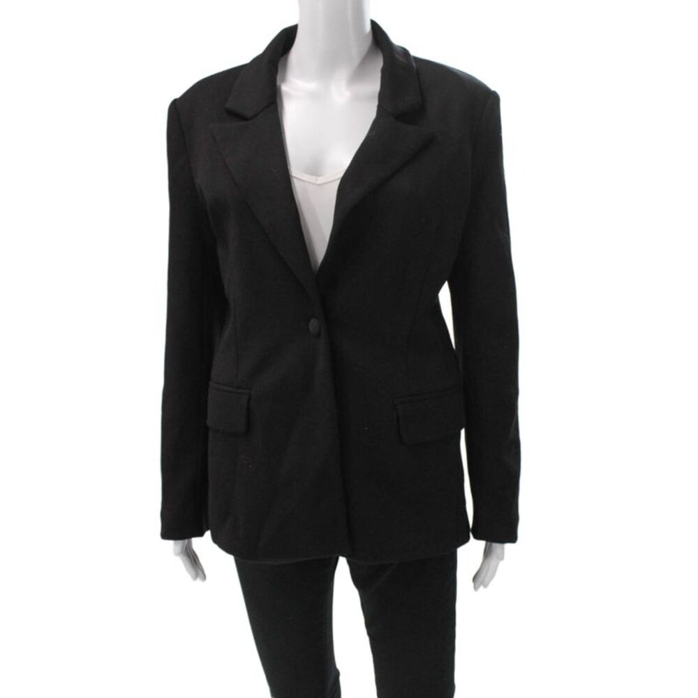 Carbon 38 Womens Black Nylon Pant Suit Button Long Sleeve Size S